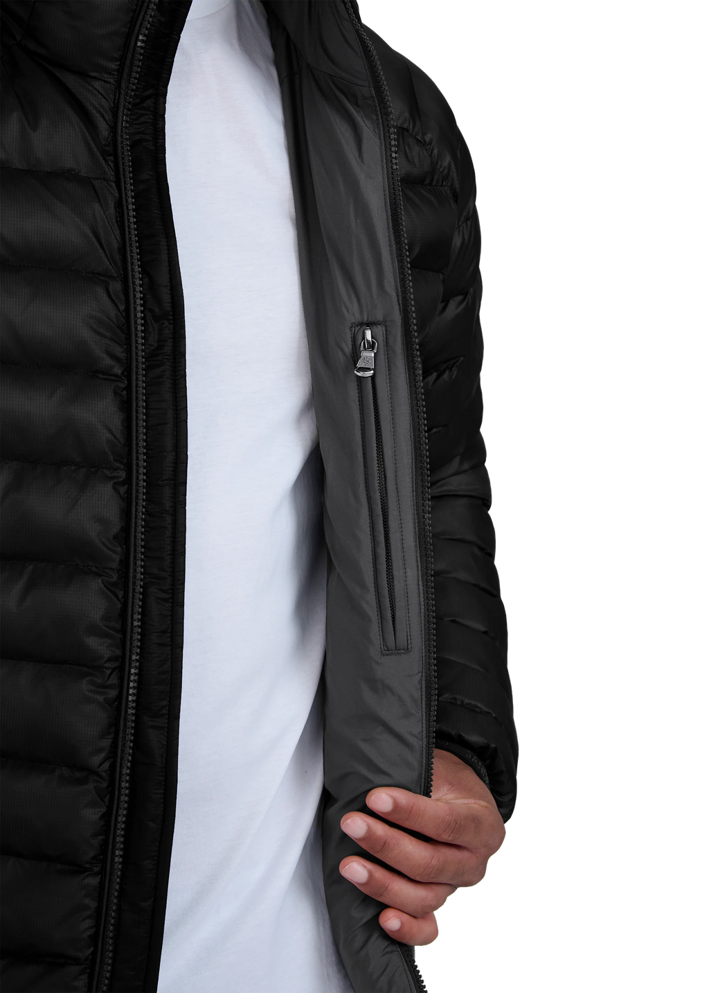 Men's Sandbanks Black Ragland Hooded Ripstop Micro Puffer Jacket - image 7