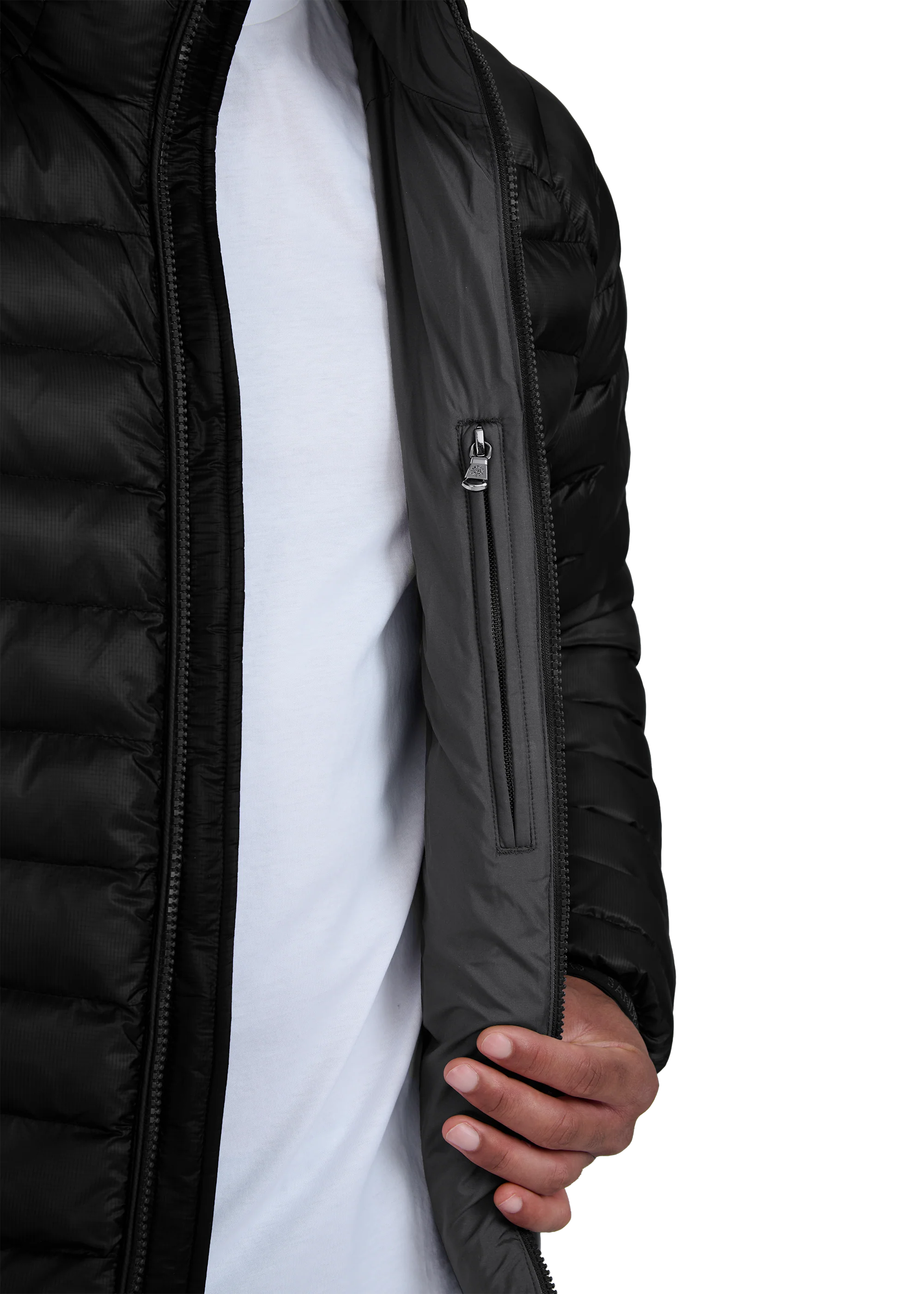 Men's Sandbanks Black Ragland Hooded Ripstop Micro Puffer Jacket - image 7