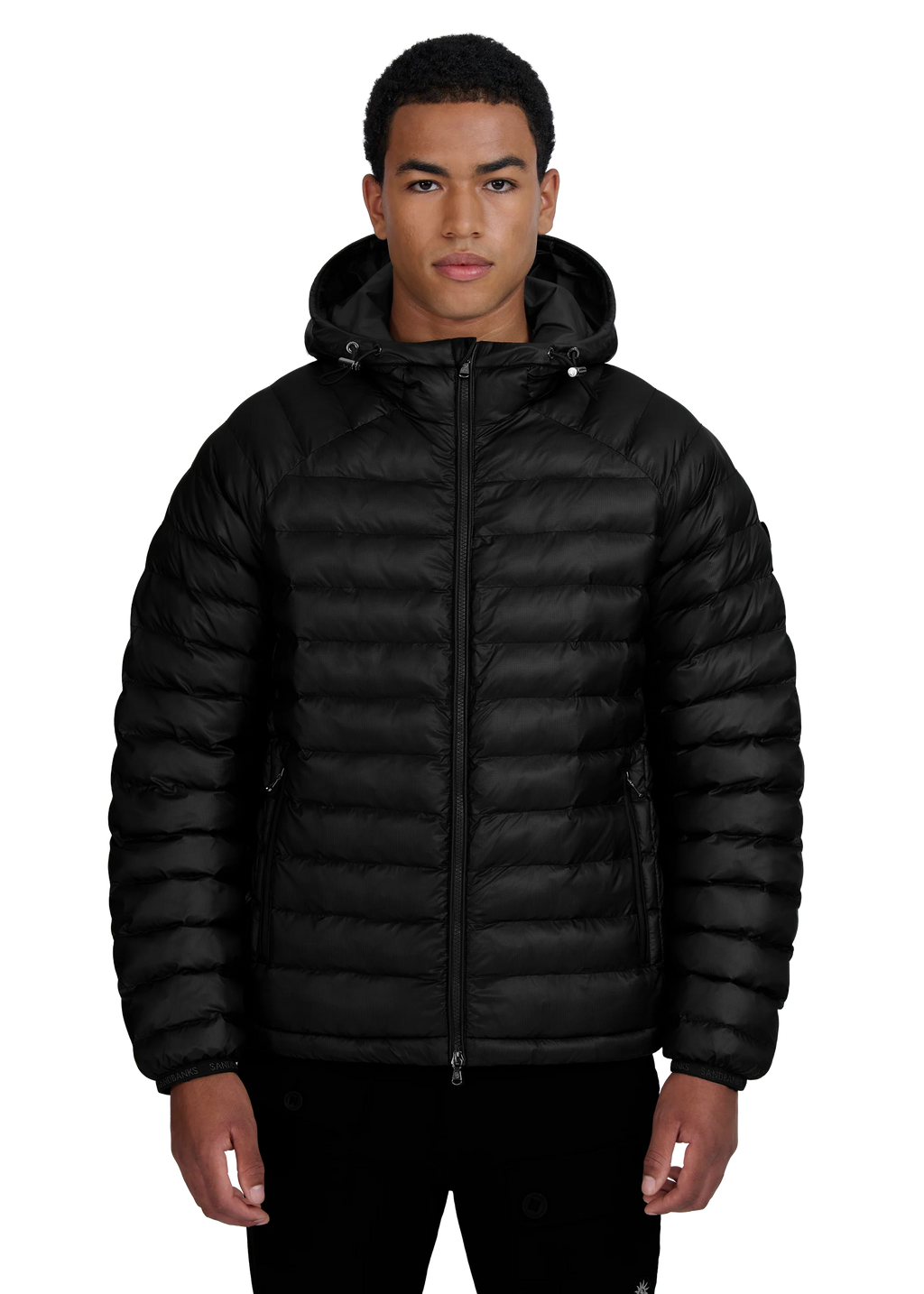 Men's Sandbanks Black Ragland Hooded Ripstop Micro Puffer Jacket - image 3