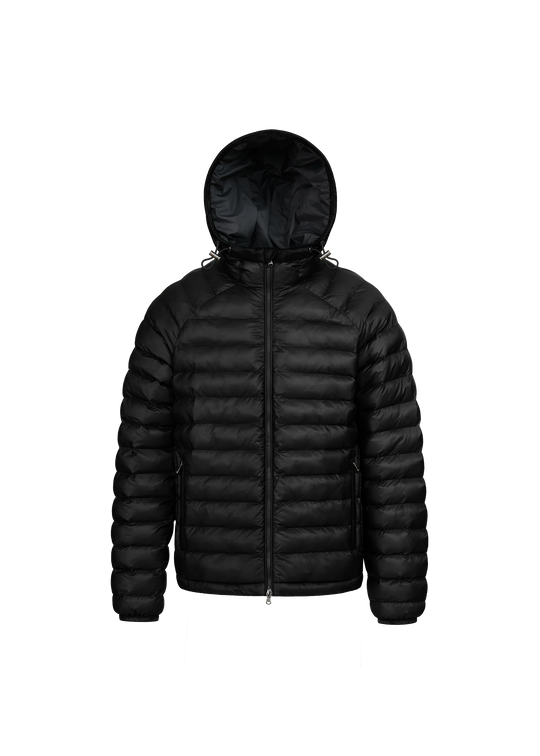 Men's Sandbanks Black Ragland Hooded Ripstop Micro Puffer Jacket