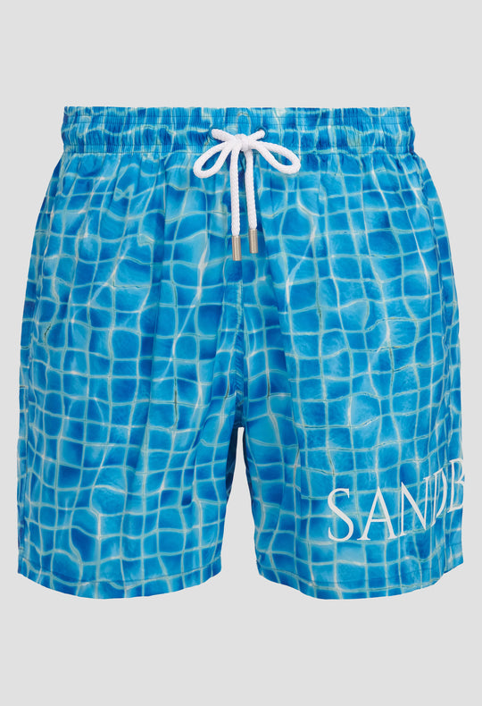 Men's Sandbanks Blue Mosaic Pool Side Swim Shorts