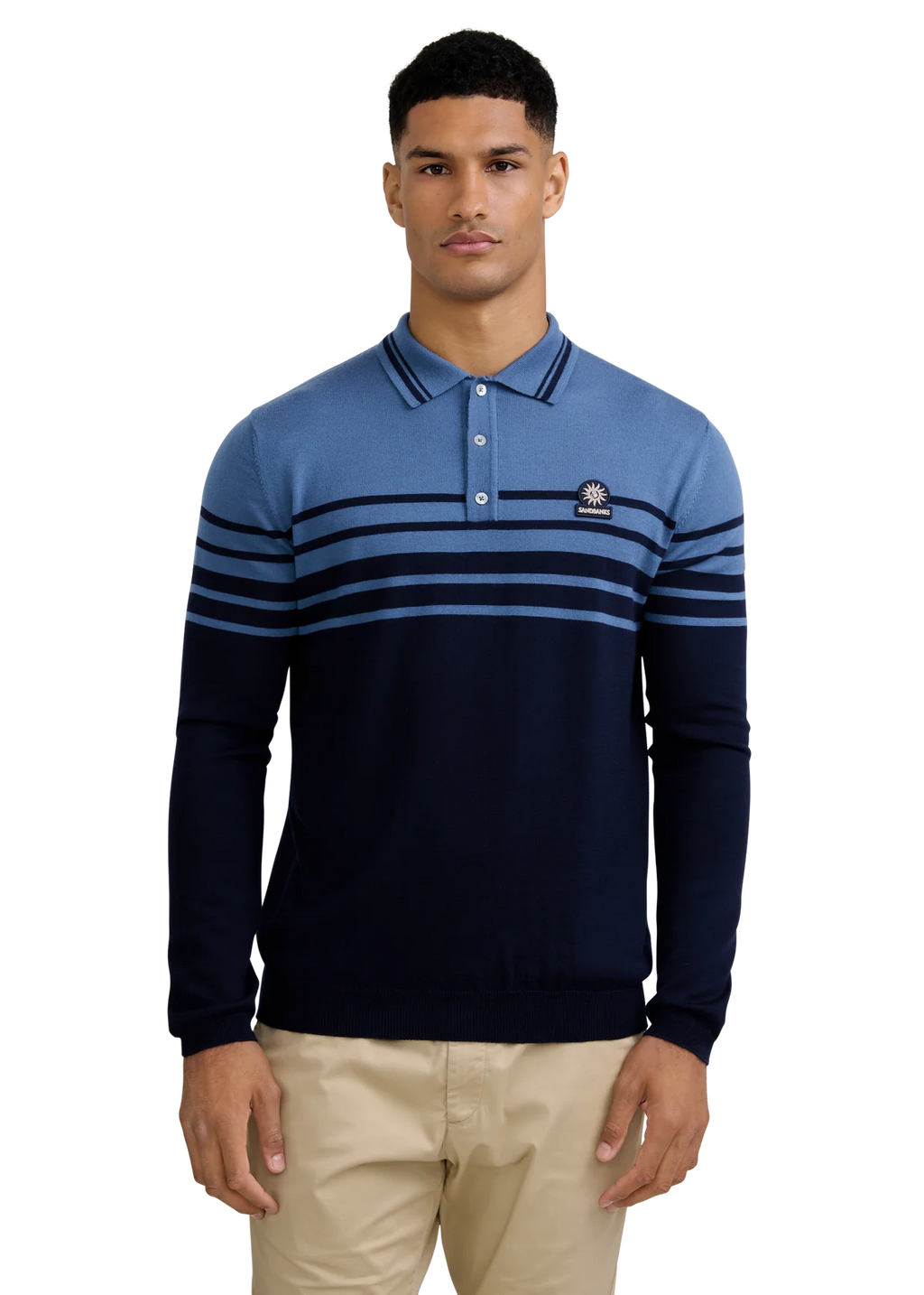Men's Sandbanks Fine Gauge Polo in Navy