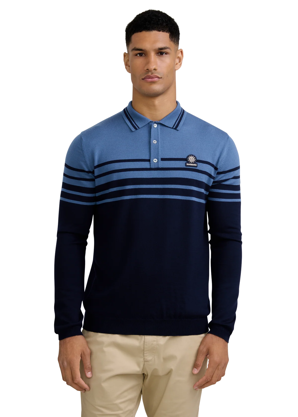 Men's Sandbanks Fine Gauge Polo in Navy