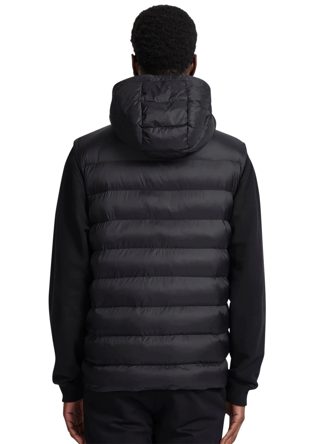 Men's Sandbanks Frontier Micro Puffer Hooded Gilet in Black — view 3
