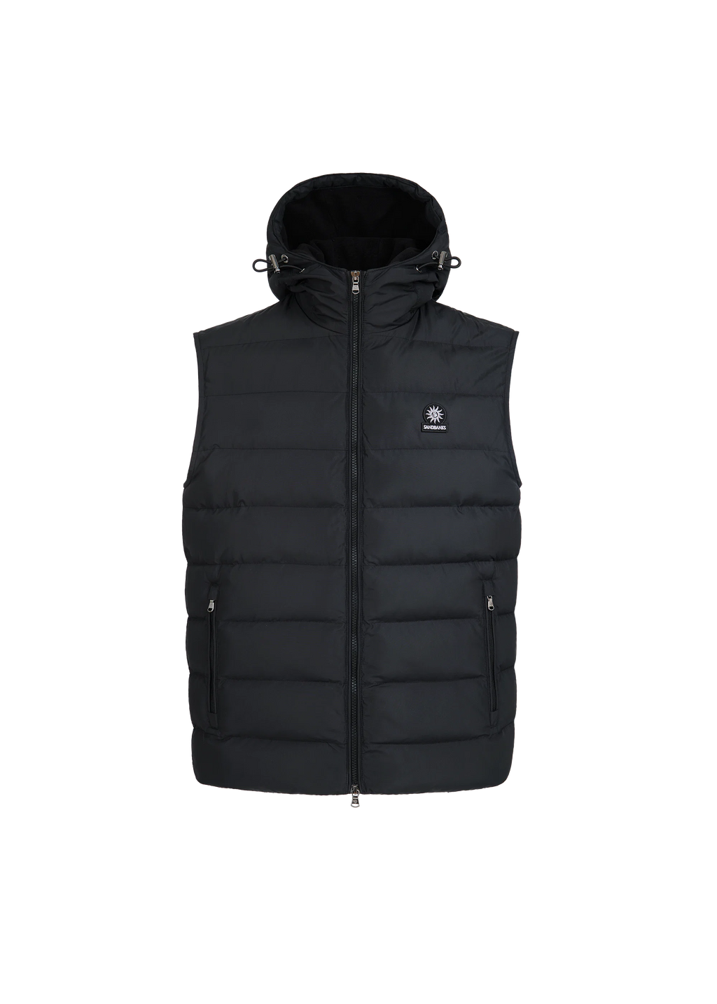 Men's Sandbanks Frontier Micro Puffer Hooded Gilet in Black — view 2