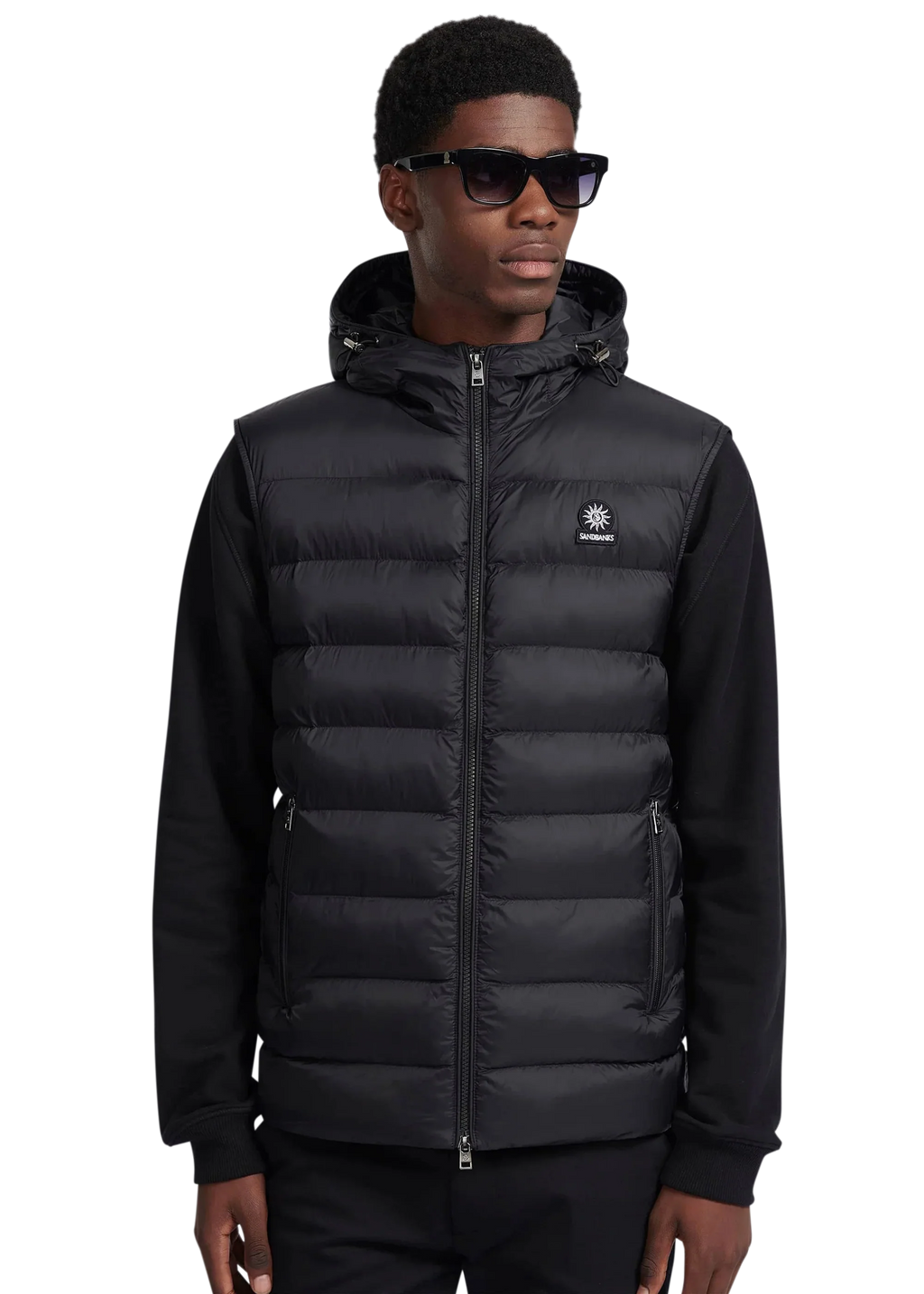 Men's Sandbanks Frontier Micro Puffer Hooded Gilet in Black