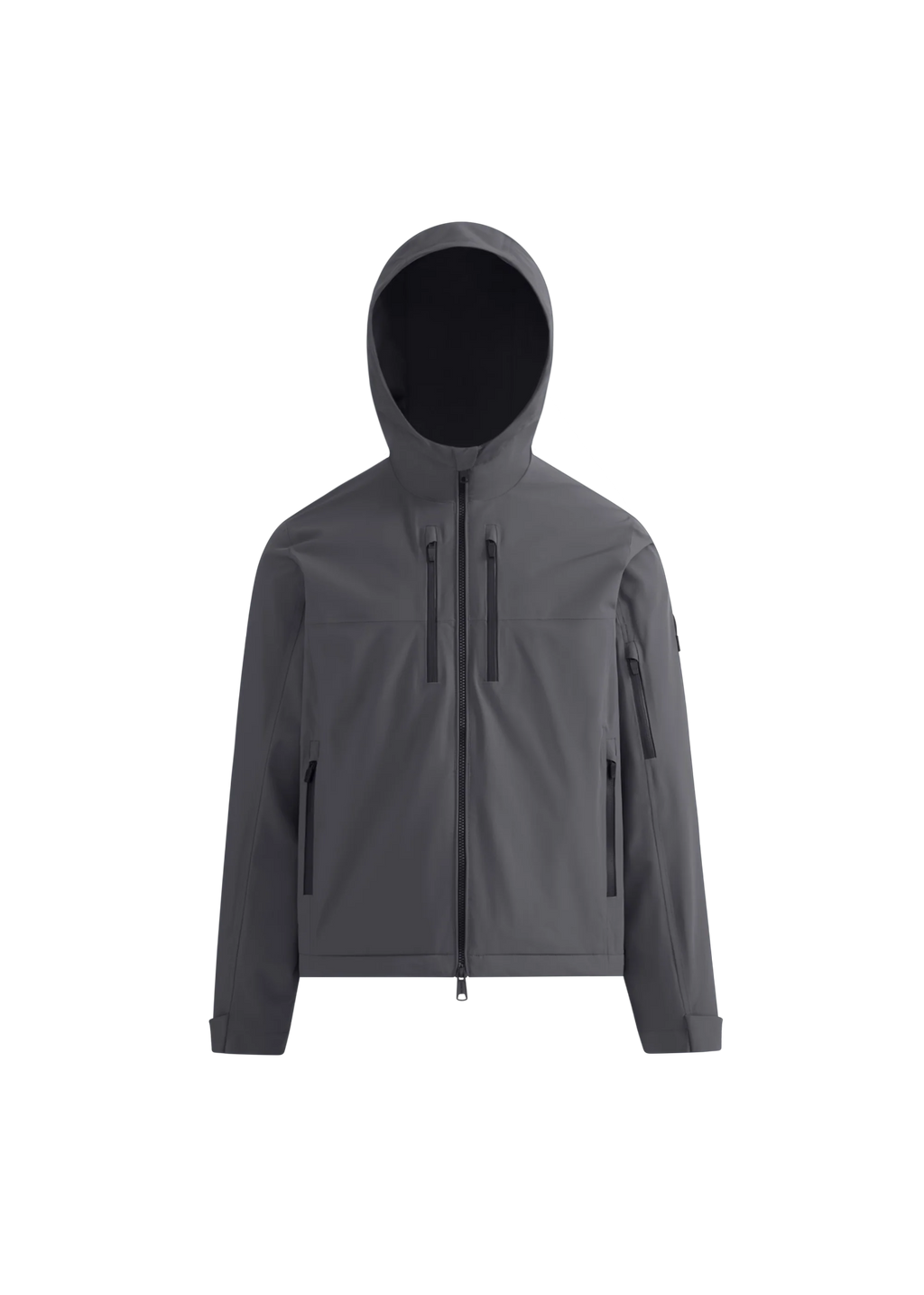 Men's Sandbanks Hooded Waterproof Shell Jacket in Charcoal — view 2