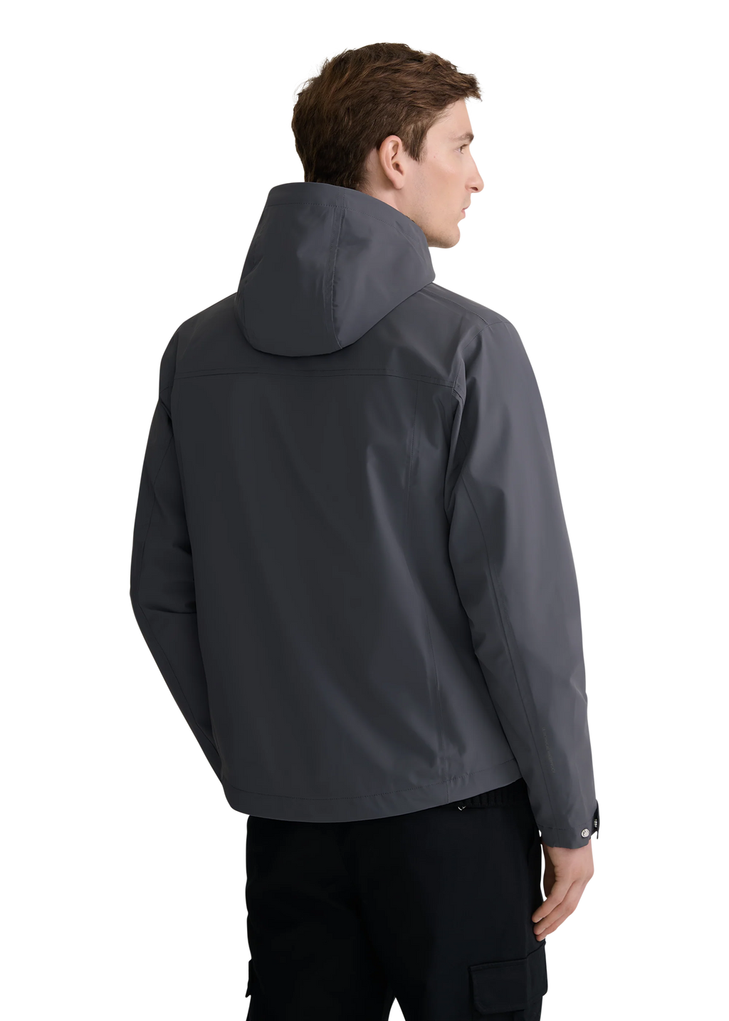 Men's Sandbanks Hooded Waterproof Shell Jacket in Charcoal — view 3