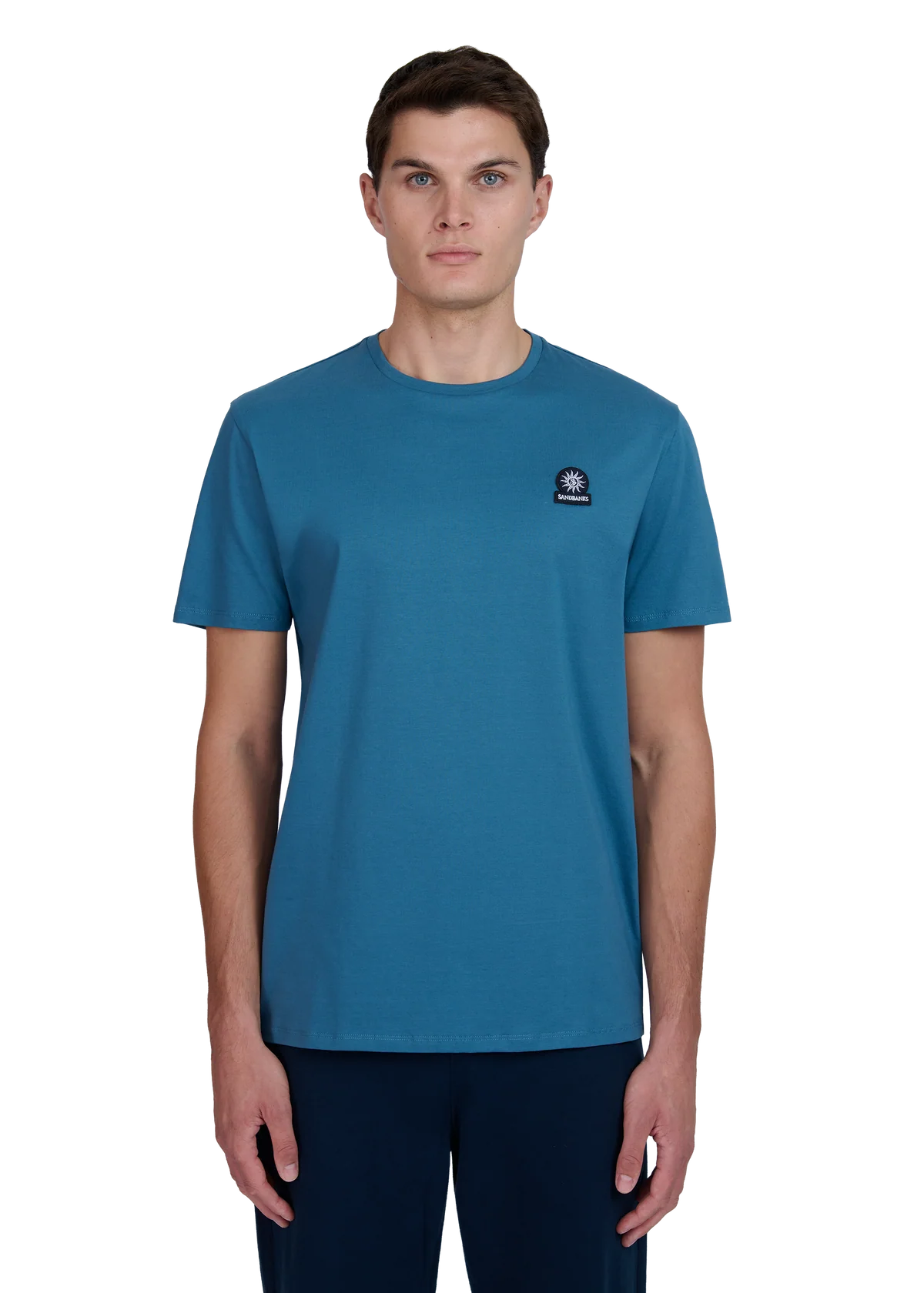 Men's Sandbanks Mercerised Badge Logo T-Shirt in Teal — view 2