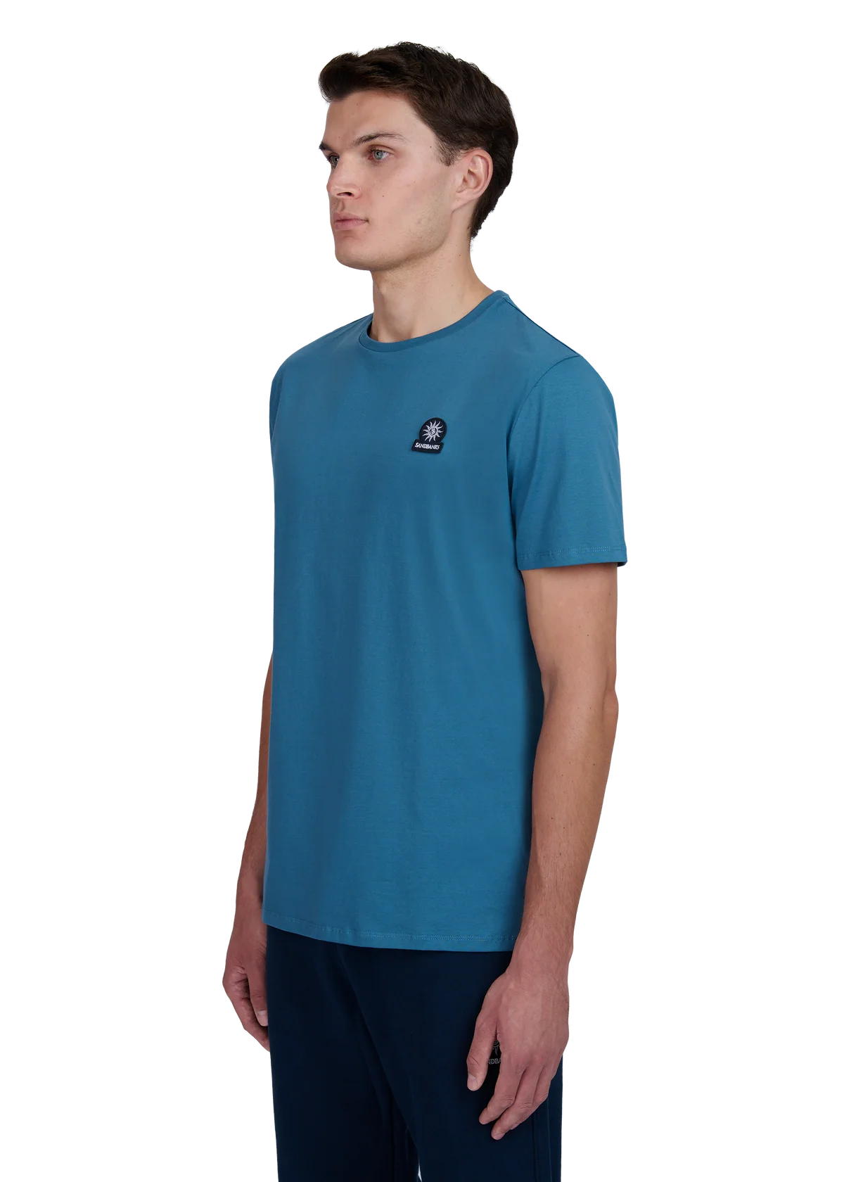 Men's Sandbanks Mercerised Badge Logo T-Shirt in Teal — view 3