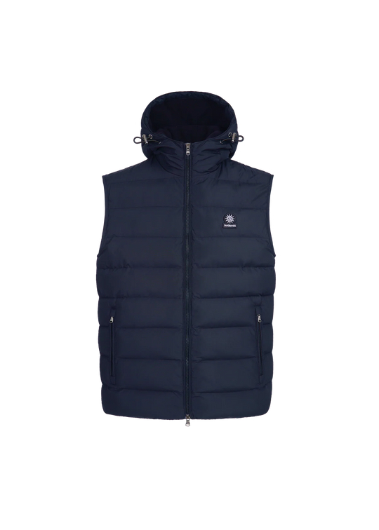 Men's Sandbanks Navy Frontier Micro Puffer Hooded Gilet