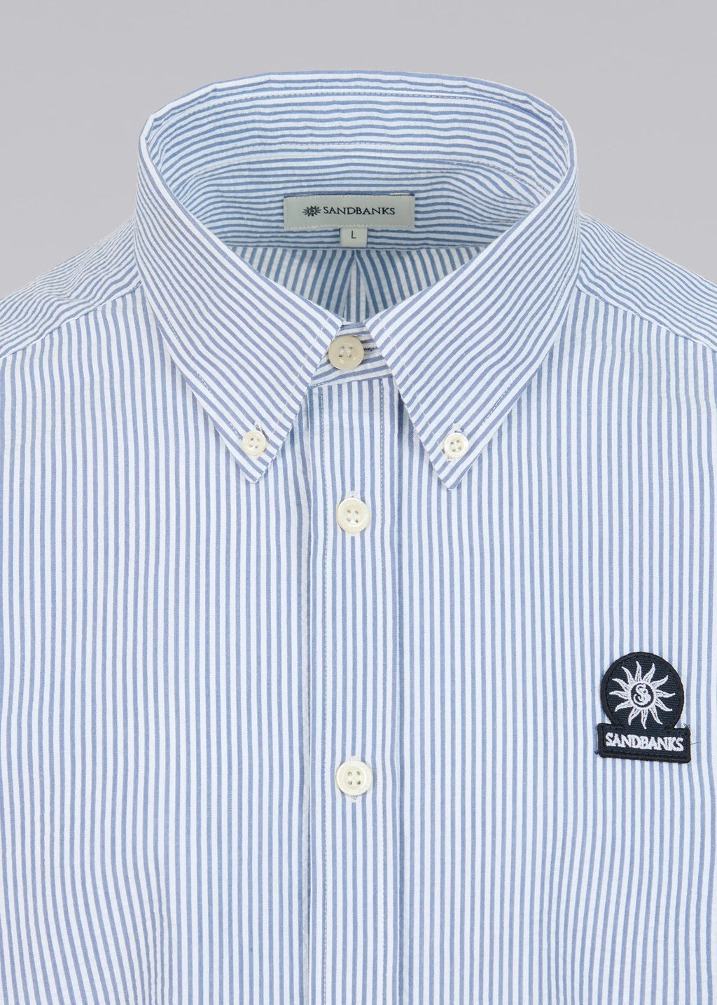 Men's Sandbanks Navy Seersucker Smart Shirt — view 3