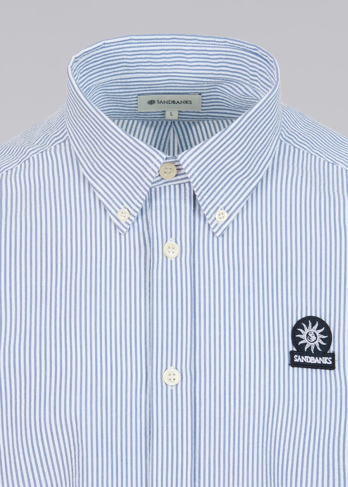 Men's Sandbanks Navy Seersucker Smart Shirt — view 3