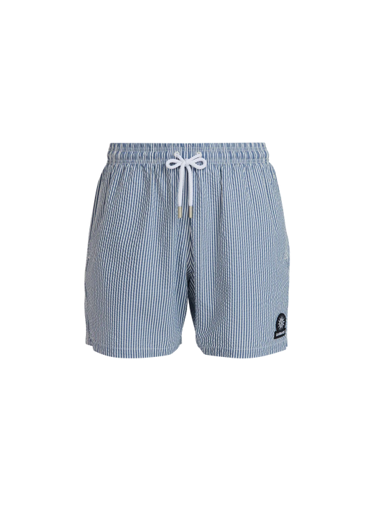Men's Sandbanks Navy Seersucker Swim Short