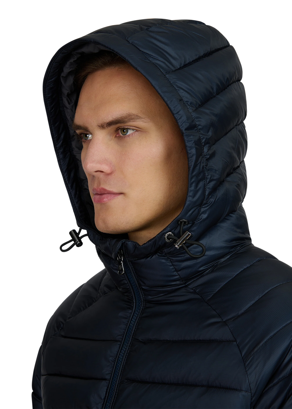 Men's Sandbanks Raglan Hooded Micro Puffer in Navy — view 5