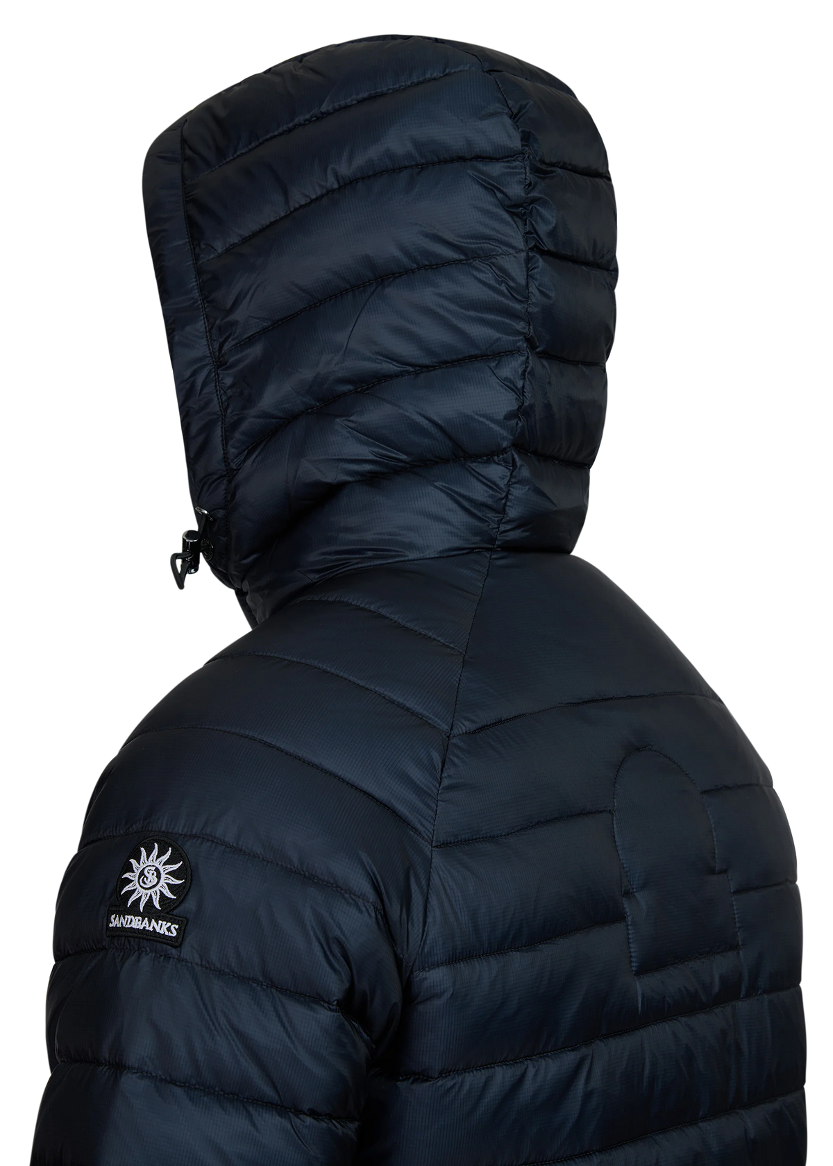 Men's Sandbanks Raglan Hooded Micro Puffer in Navy — view 6