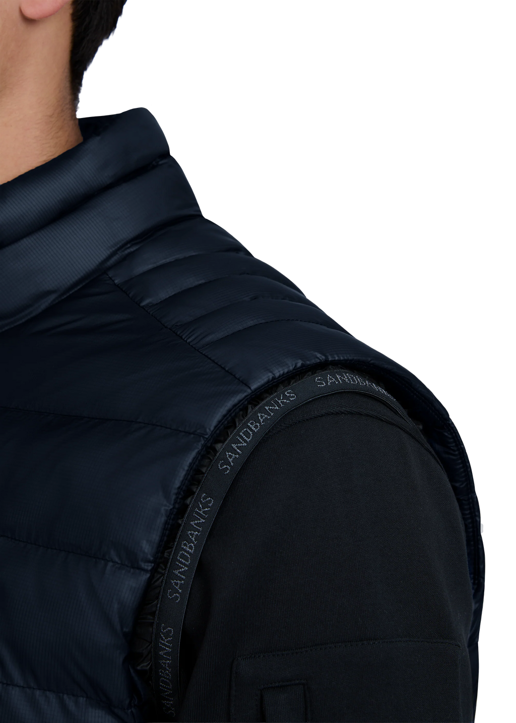 Men's Sandbanks Ripstop Micro Puffer Gilet in Navy — view 3
