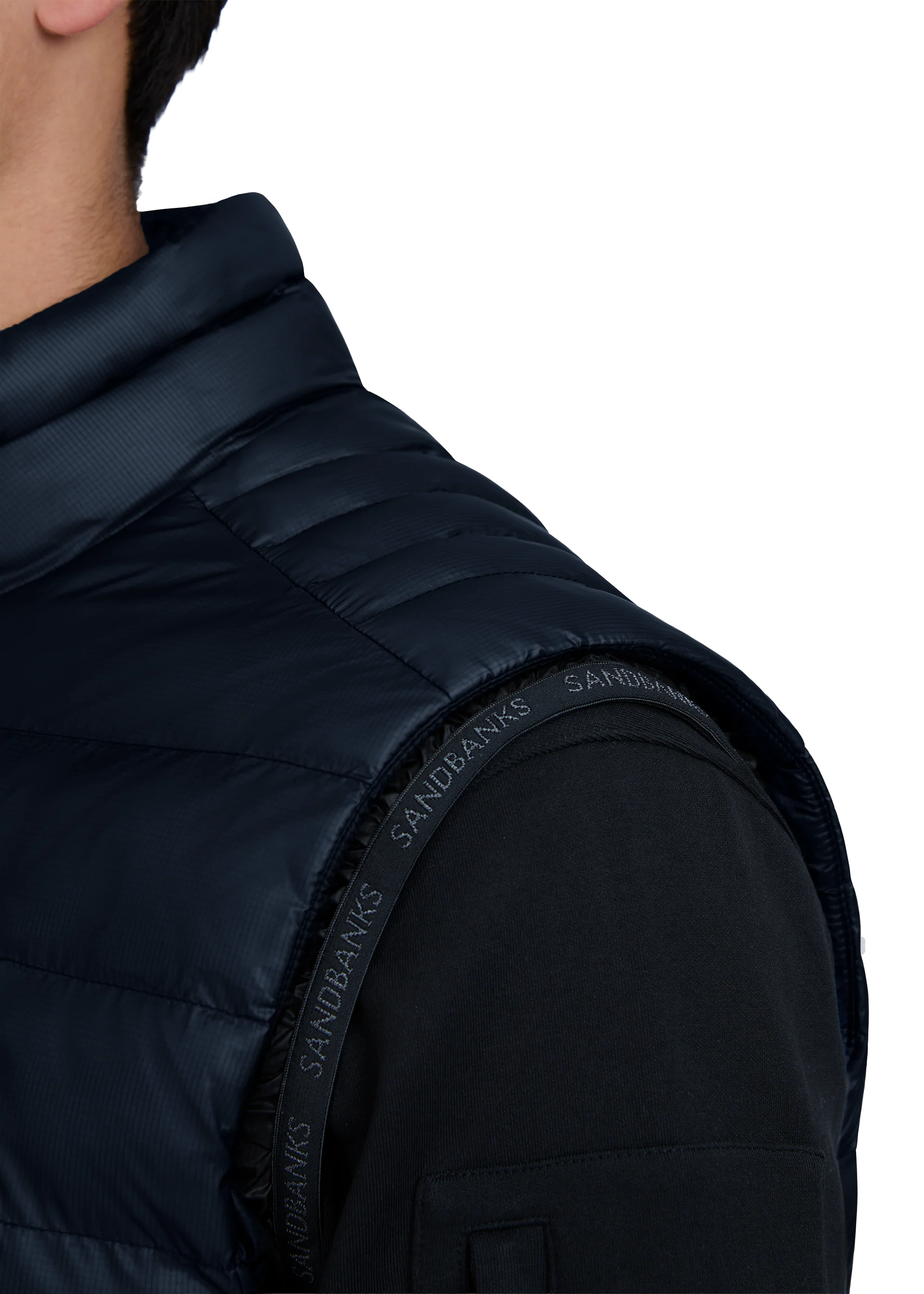 Men's Sandbanks Ripstop Micro Puffer Gilet in Navy — view 3