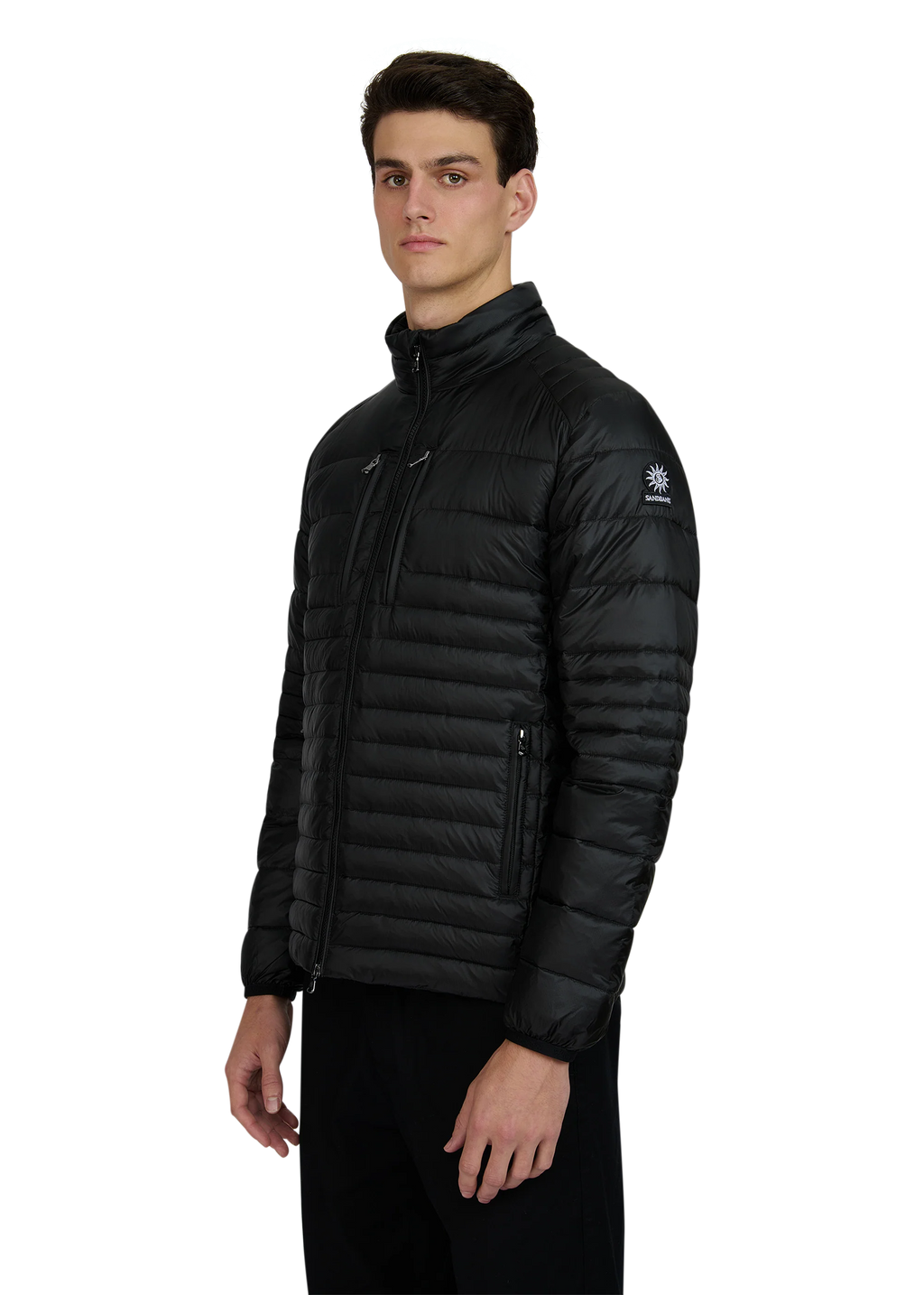 Men's Sandbanks Ripstop Micro Puffer Jacket in Black — view 3
