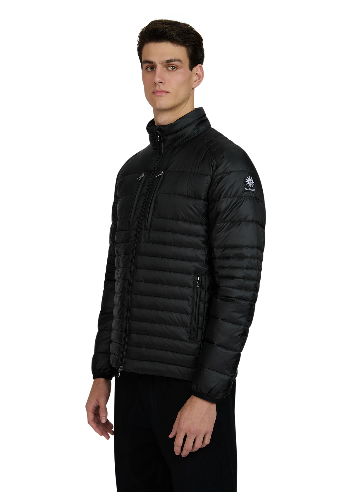 Men's Sandbanks Ripstop Micro Puffer Jacket in Black — view 3