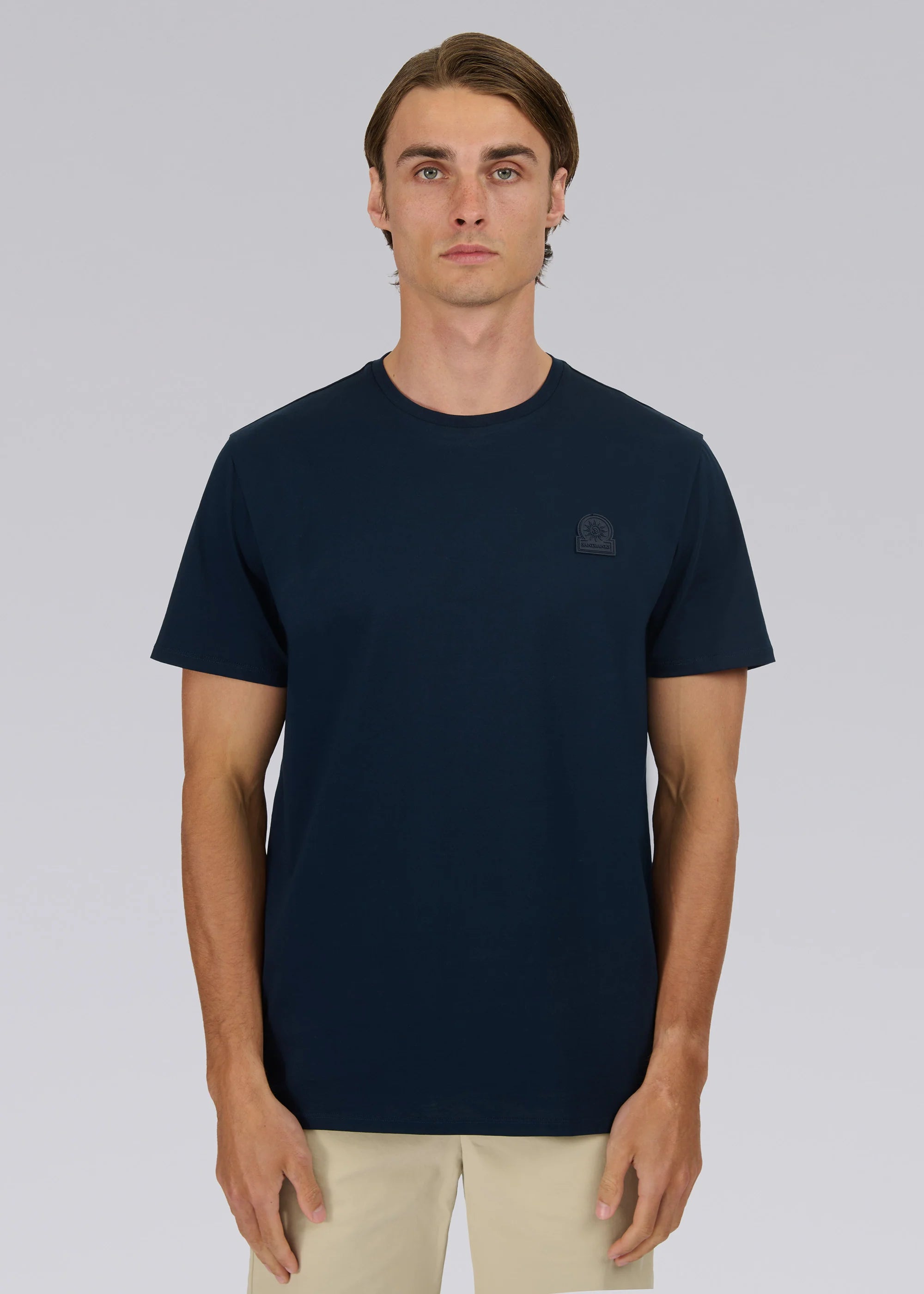 Men's Sandbanks Rubberised Badge Logo Navy T Shirt