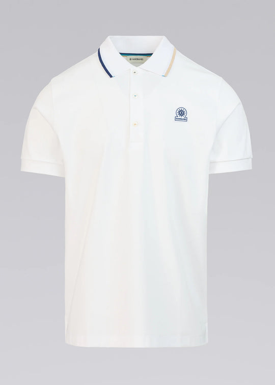 Men's Sandbanks White Tri Colour Tipped Polo Shirt