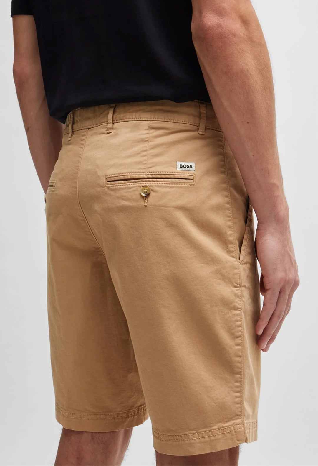 Men s BOSS Black Slice Beige Slim Fit Shorts ODs Designer Clothing