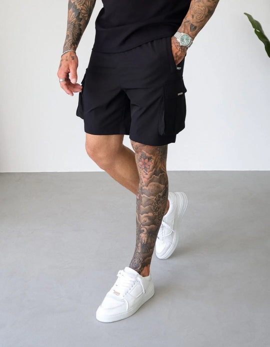 Men's Belier Black Woven Cargo Short