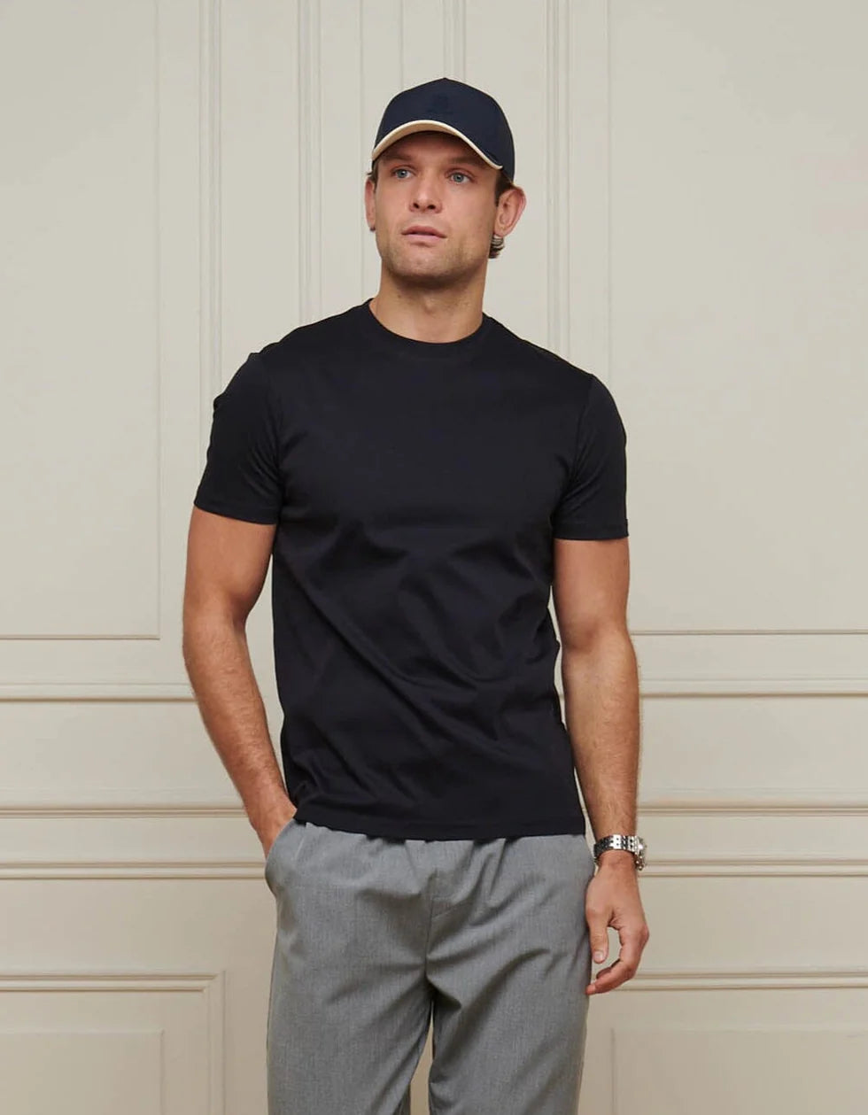 Men's Belier Navy Mercerised T Shirt