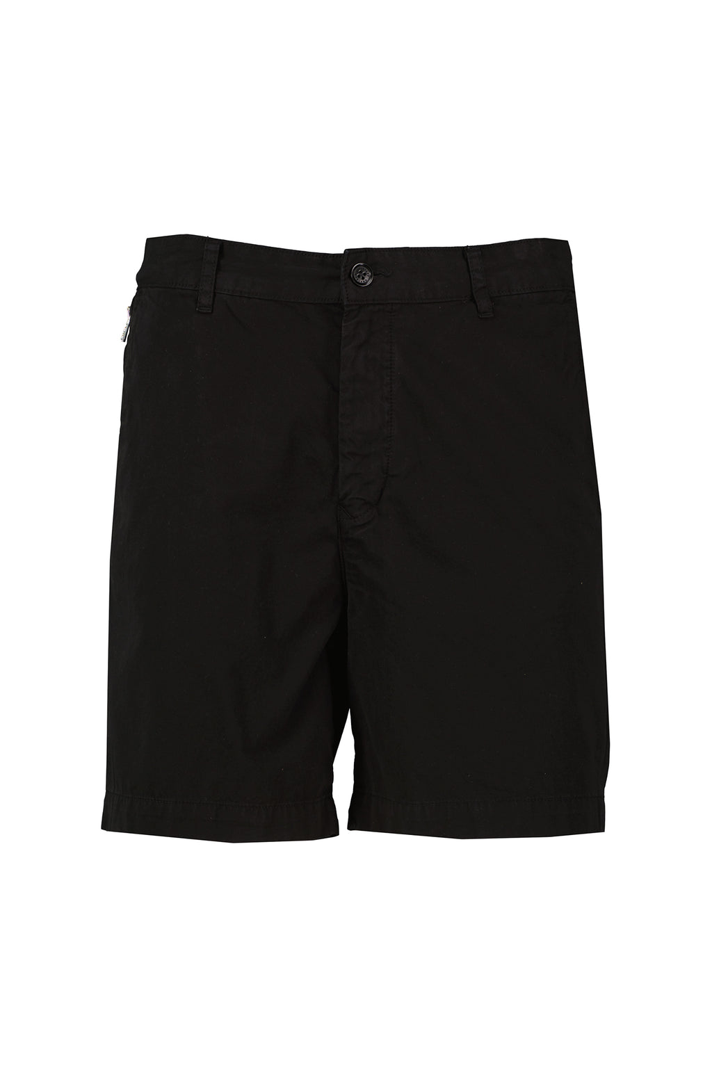 Men's Belstaff Black Rally Shorts with tonal logo badge and zip fly fastening 