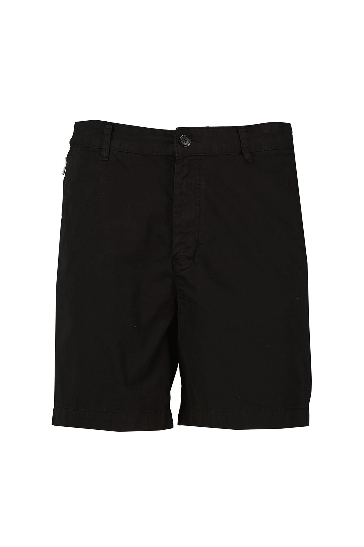 Men's Belstaff Black Rally Shorts with tonal logo badge and zip fly fastening 