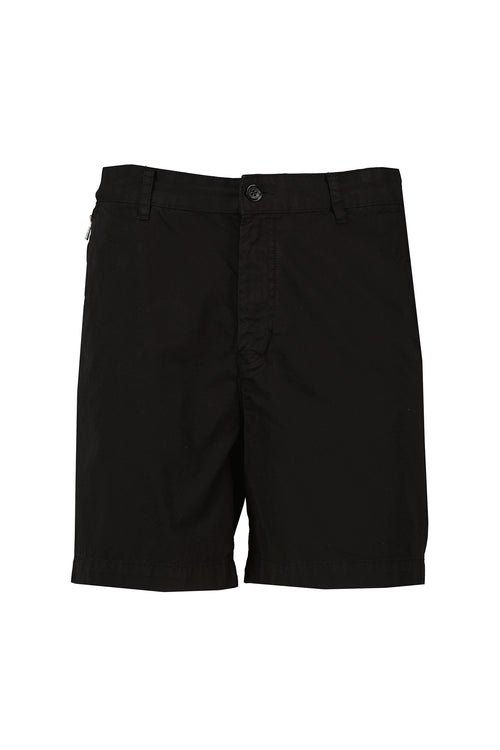 Men's Belstaff Black Rally Shorts with tonal logo badge and zip fly fastening 