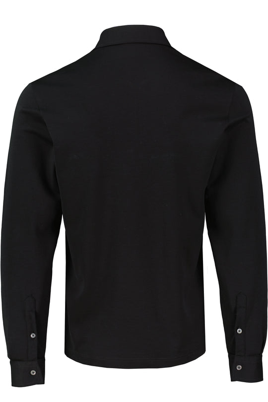 Men's Gran Sasso Black Long Sleeve Zip Polo