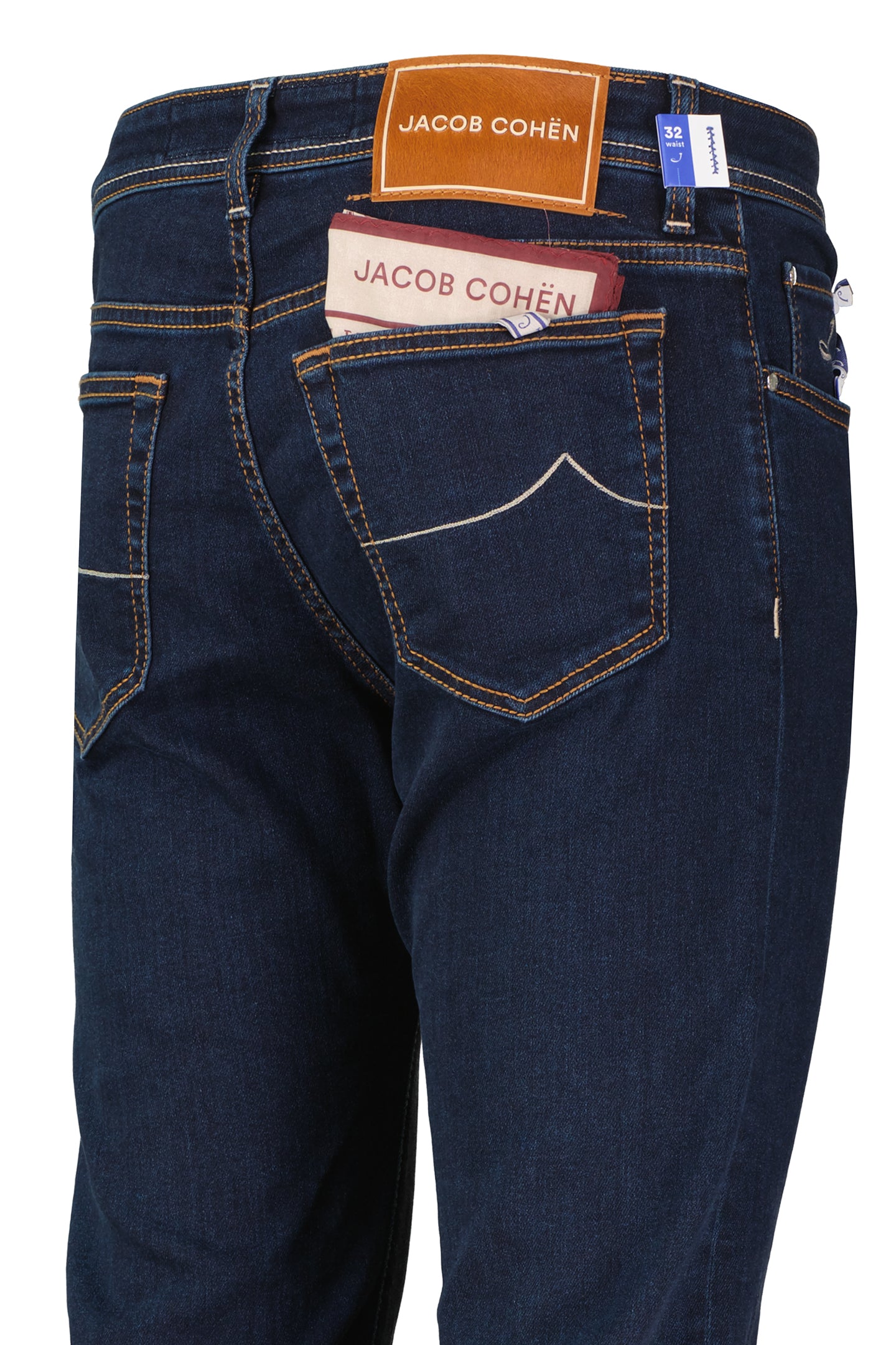 Men's Jacob Cohen 10oz Dark Blue Denim 5 Pocket Stretch Slim Fit Bard Jeans