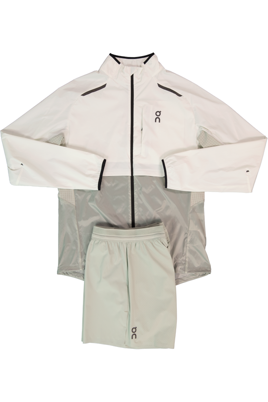 Men's On Running Iceberg Tin Weather Jacket & Tin 5" Performance Shorts Set