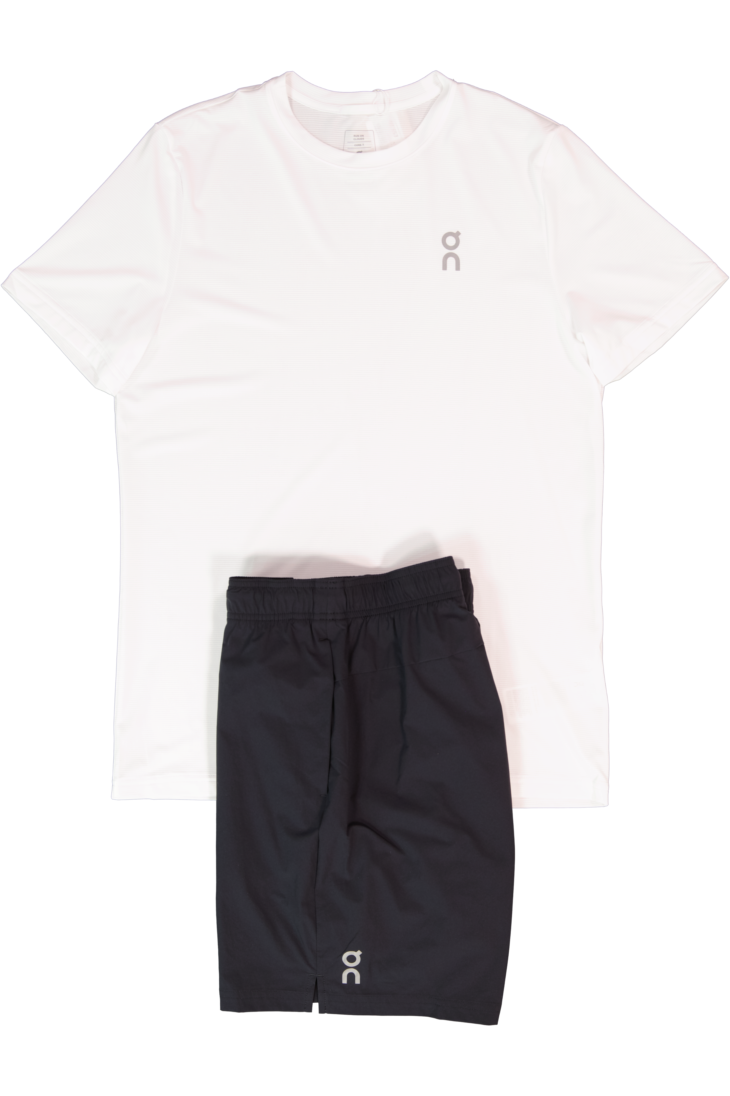 Men's On Running Undyed White Core T Shirt & Black 7 Core Shorts Set