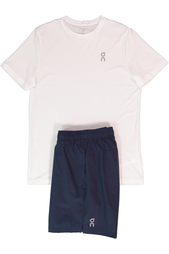 Men's On Running Undyed White Core T Shirt & Midnight 7" Core Shorts Set