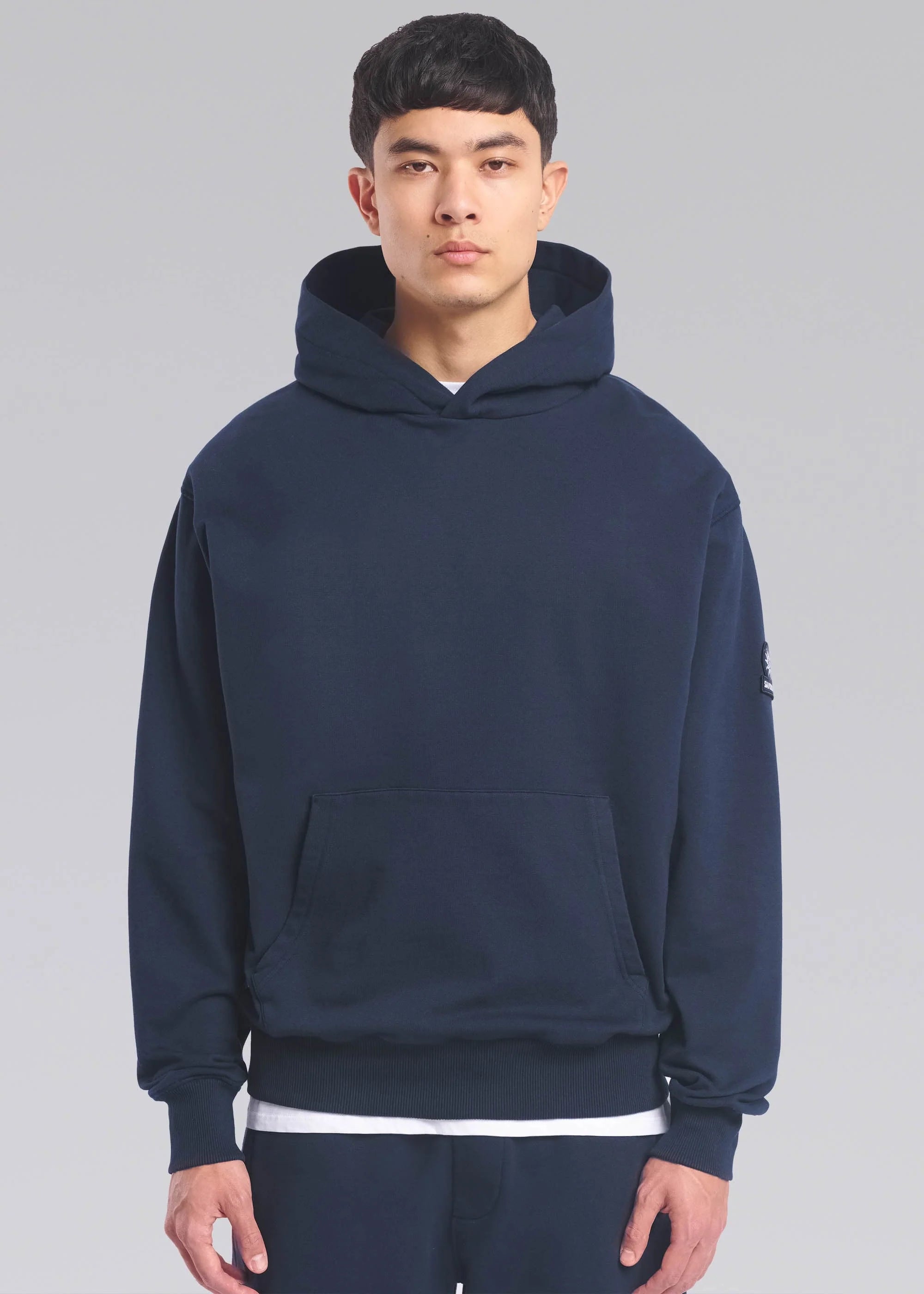 Men's Sandbanks Badge Logo Navy Hoodie