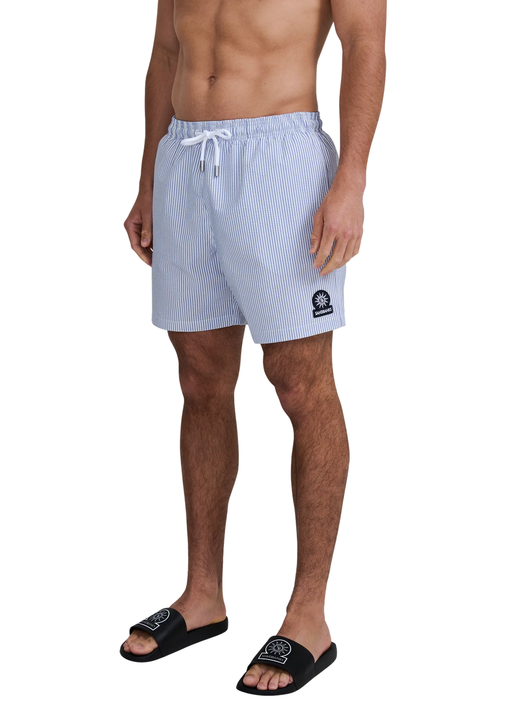 Men's Sandbanks Navy Seersucker Swim Short — view 5