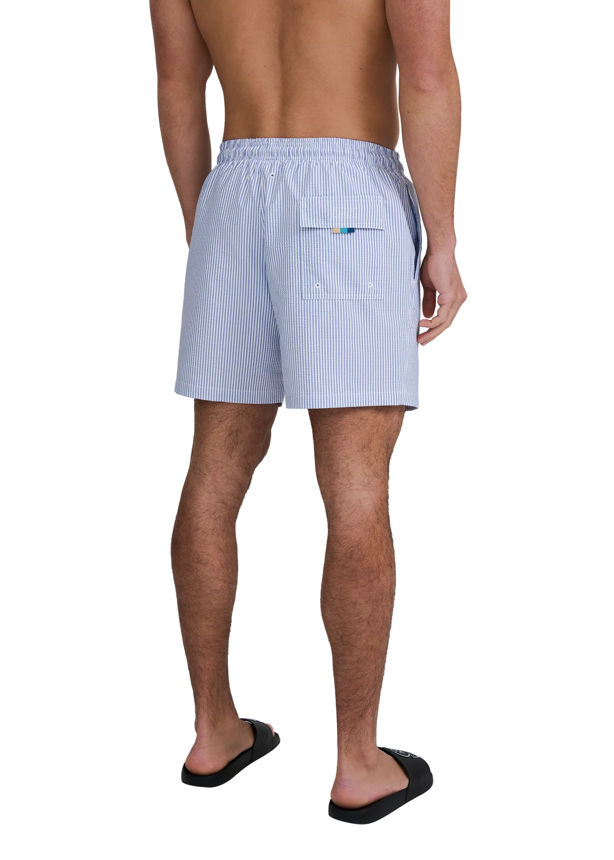 Men's Sandbanks Navy Seersucker Swim Short — view 6