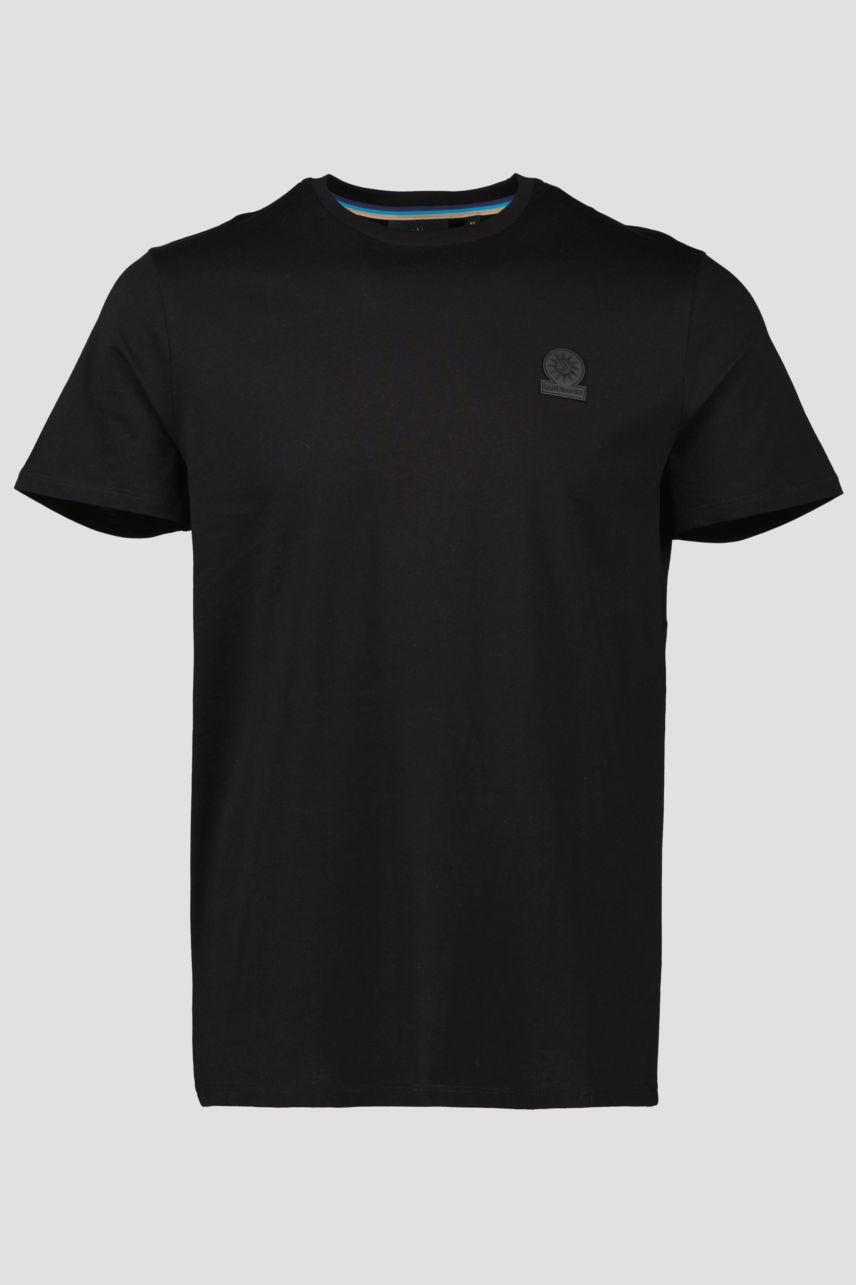 Men's Sandbanks Rubberised Badge Logo Black T Shirt short sleeve round neck