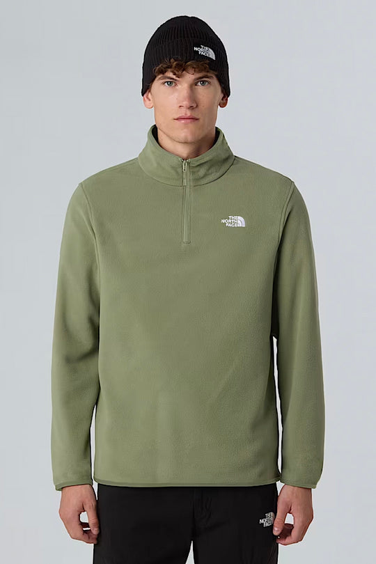 Mens The North Face Glazer 1/4 Zip Bark Mist Green Top