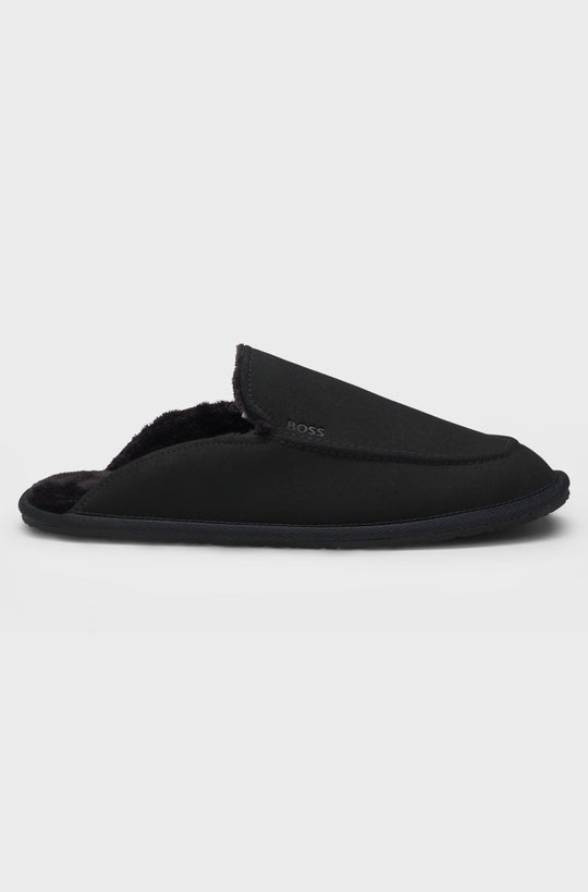 Mens BOSS Black Home_Mule_msfr Black Slippers