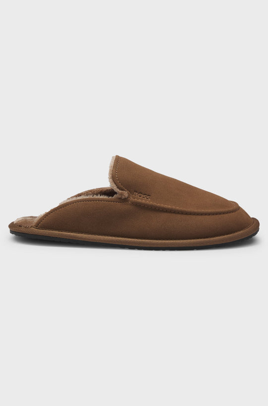 Mens BOSS Black Home_Mule_msfr Dark Brown Slippers