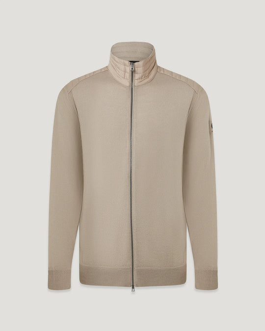 Mens Belstaff Kelby Zip Dark Sand Knitwear