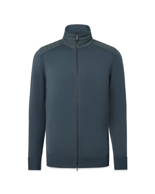Mens Belstaff Kelby Zip Cardigan Petrol Knitwear