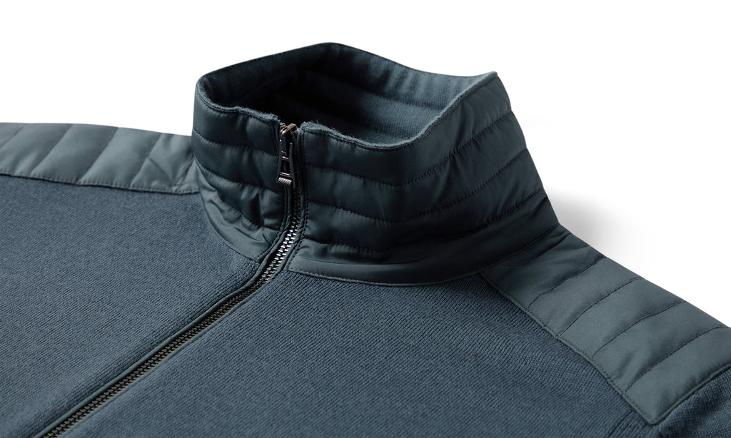 Mens Belstaff Kelby Zip Cardigan Petrol Knitwear — view 2
