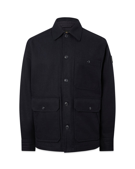 Mens Belstaff Trail Overshirt Wool Dark Ink Overshirts