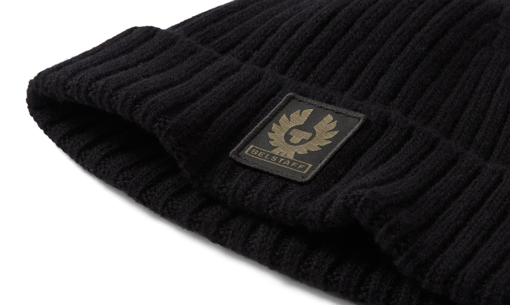 Mens Belstaff Watch Beanie Hat Black — view 3