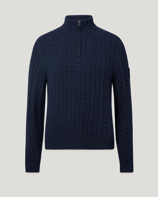 Mens Belstaff Westport Q Zip Dark Ink Knitwear